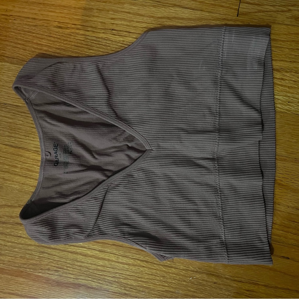 Garage Ribbed V-Neck Tank Top - Brown